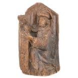 "Evangelist or Doctor of the church". Carved wooden sculpture. Gothic. Hispanic Flemish. 15th