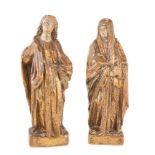 "The Virgin and Saint John". Pair of carved wooden polychrome and gilt wooden sculptures. Castile.