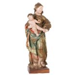 "Virgin with Child". Carved polychrome and gilt wooden sculpture. Castile. 16th century.