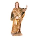 "Saint". Carved polychrome and gilt wooden sculpture. 17th century.