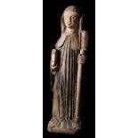 "Saint". Stone sculpture with polychrome residue. 13th – 14th century.