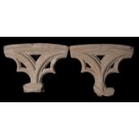 Two architectural elements in carved stone, which were part the entrance to a chapel, not as an