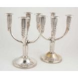 Pair of silvered metal candelabras. France. Art Deco. From around 1925. 31 x 25 cm.