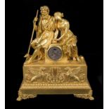 Imposing mercury gilt bronze table clock. France. Charles X period, from around 1830. “Oedipus Rex”