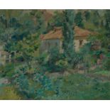 Julián Grau Santos (Canfranc, Huesca, 1937) "Paisaje con casa" (Landscape with house) Oils on