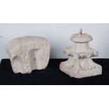 Sculpted limestone capital with two layers of foliage motifs. 13th – 14th century. Comes with the