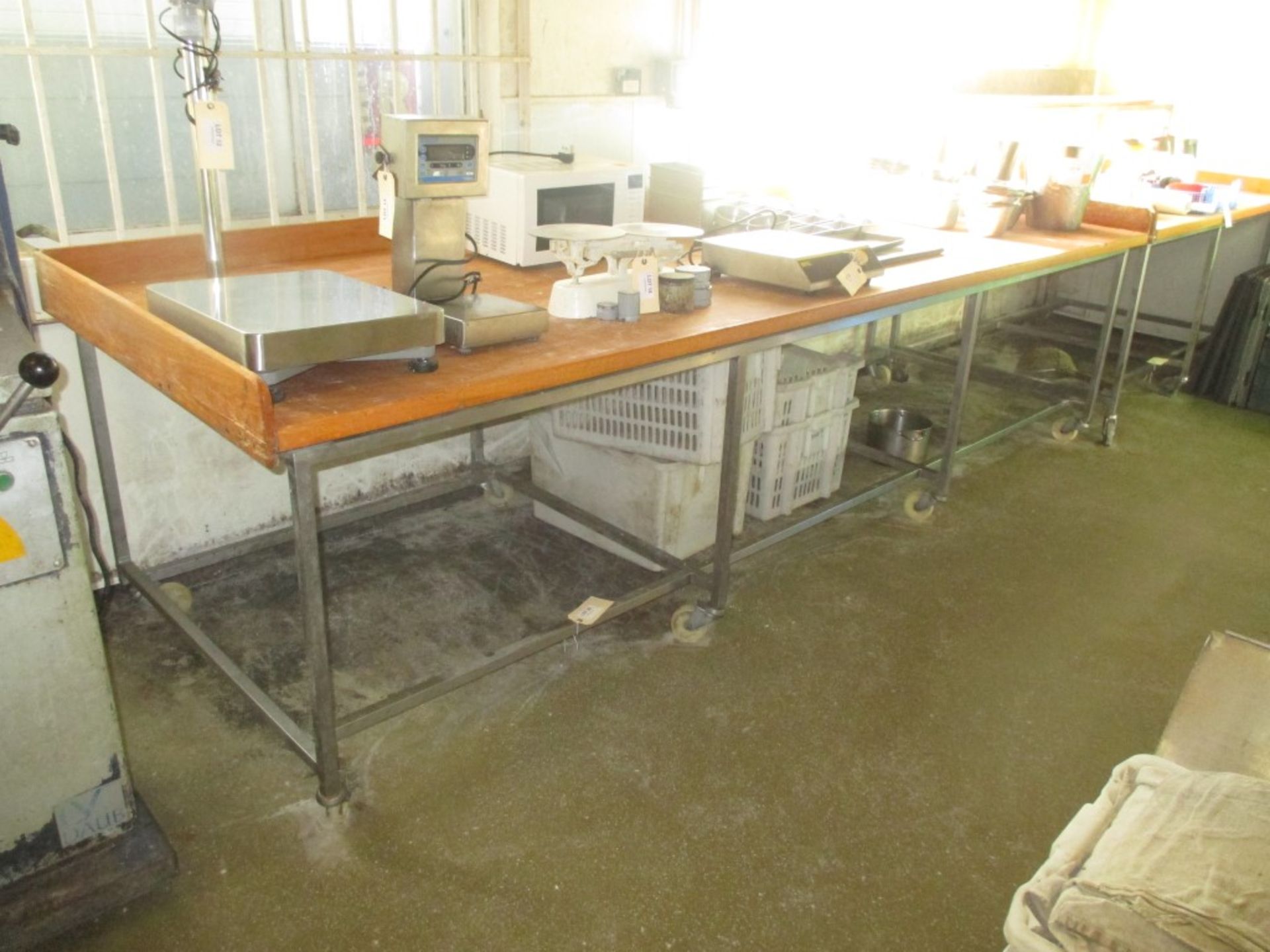 Bakery moulding table – stainless steel frame with food grade timber surface top – 3500 mm x 1200mm - Image 2 of 2