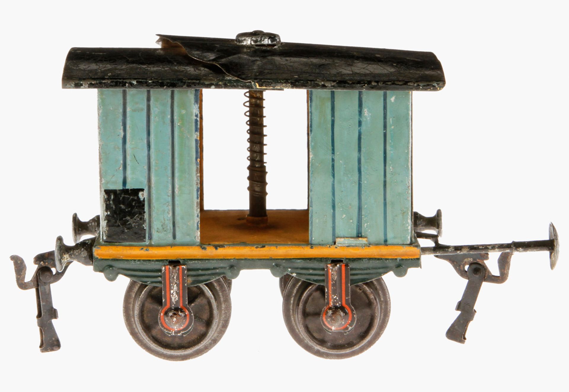 Märklin Katastrophen-Gepäckwagen 1839, S 1, uralt, HL, 1 Seitenwand ergänzt, Dach leicht eingedellt,