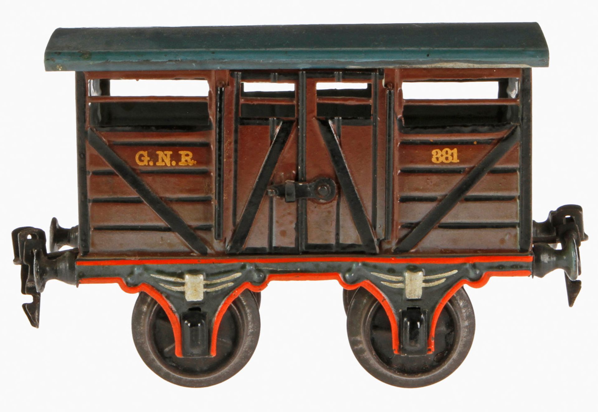 Märklin englischer Viehwagen 2866 GNR, S 1, uralt, HL, 2 DT, leichte Alterungsspuren, L 15, Z 2