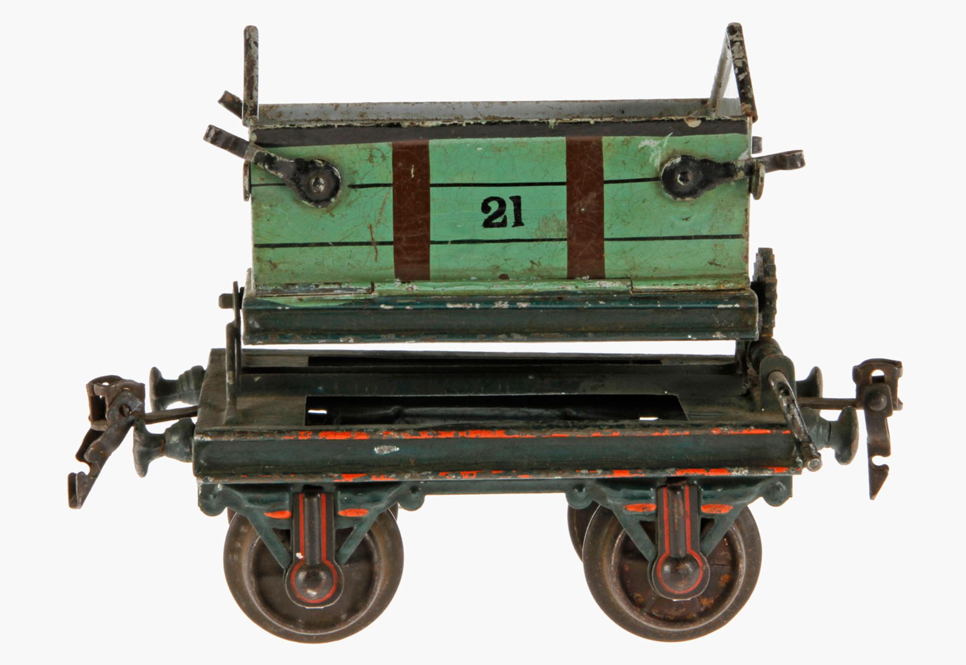 Märklin Kipp-Kastenwagen 1830, S 1, uralt, HL, 2 Bordwände abklappbar, mit Handkurbel, LS, Rahmen