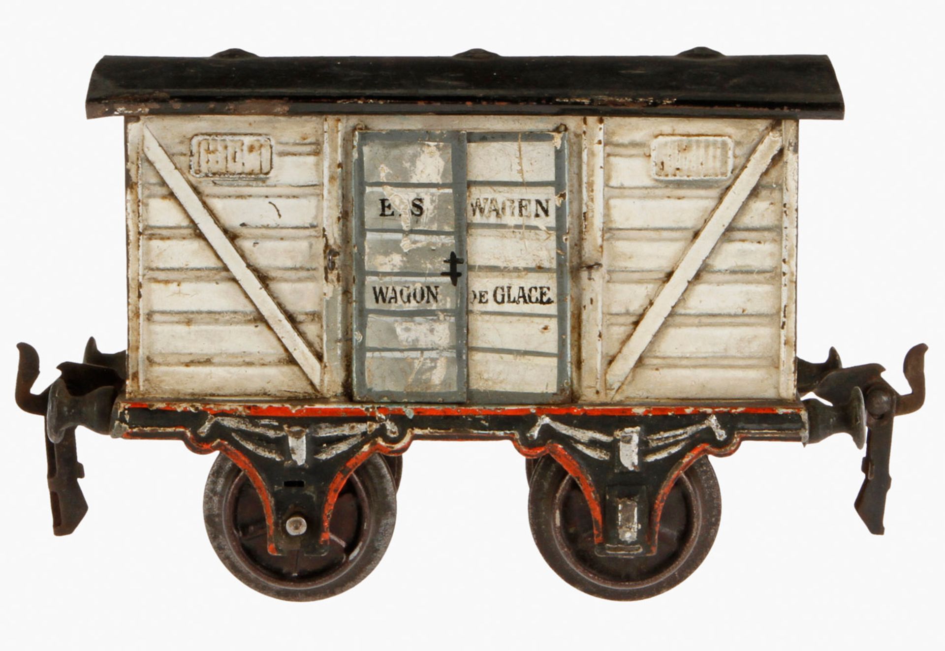 Märklin Eiswagen 1908, S 1, uralt, HL, 2 DT, 2A, Verriegelung fehlt, starke LS, L 15, zum