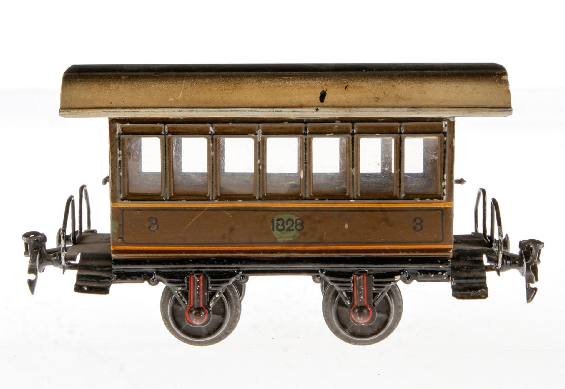 Märklin Personenwagen 1828, S 1, uralt, HL, 2 AT, Alterungsspuren, L 31,5, Z 2