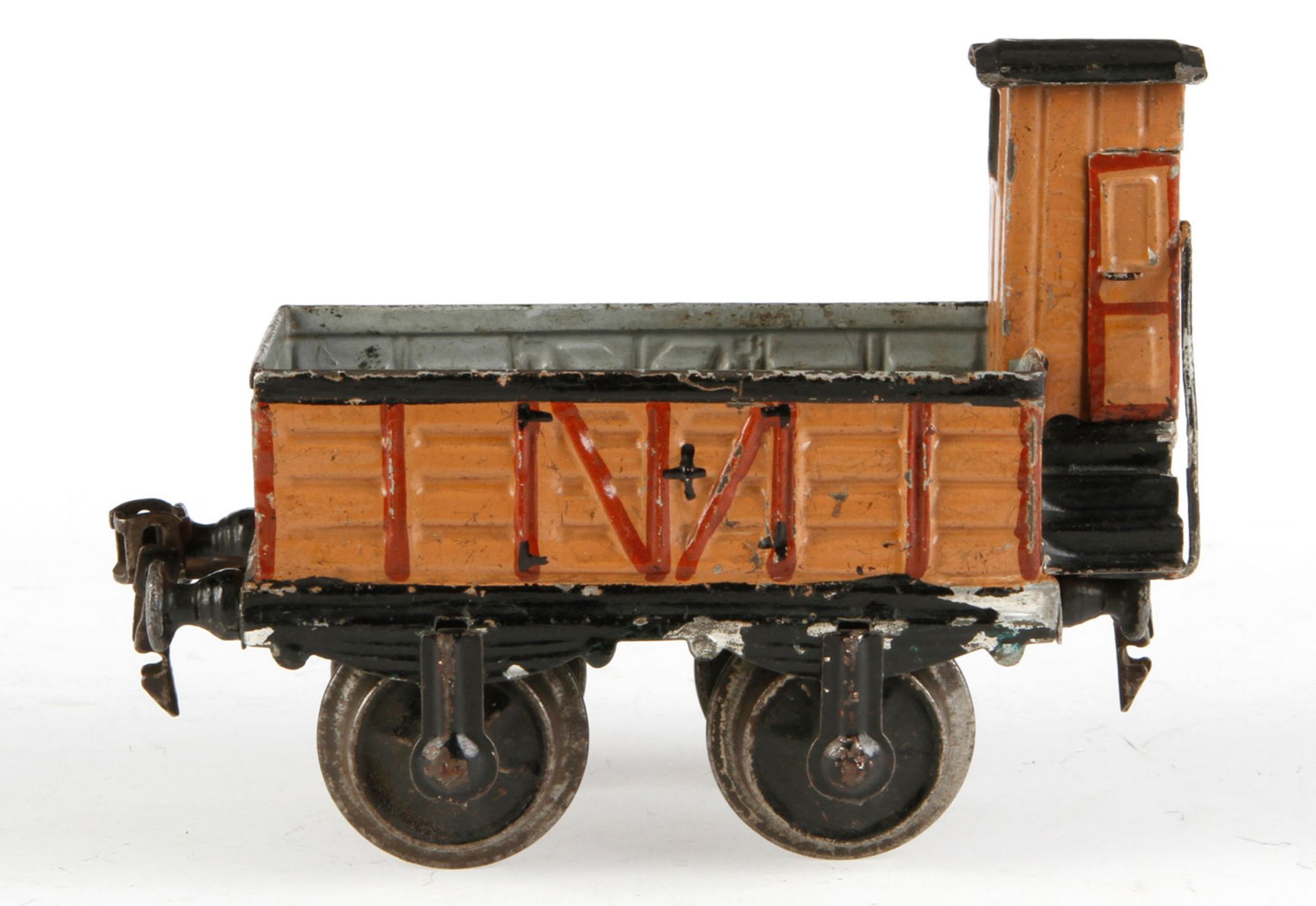Märklin offener Güterwagen 1817, S 1, uralt, HL, mit BRHh, LS und gealterter Lack, L 13, Z 2-3