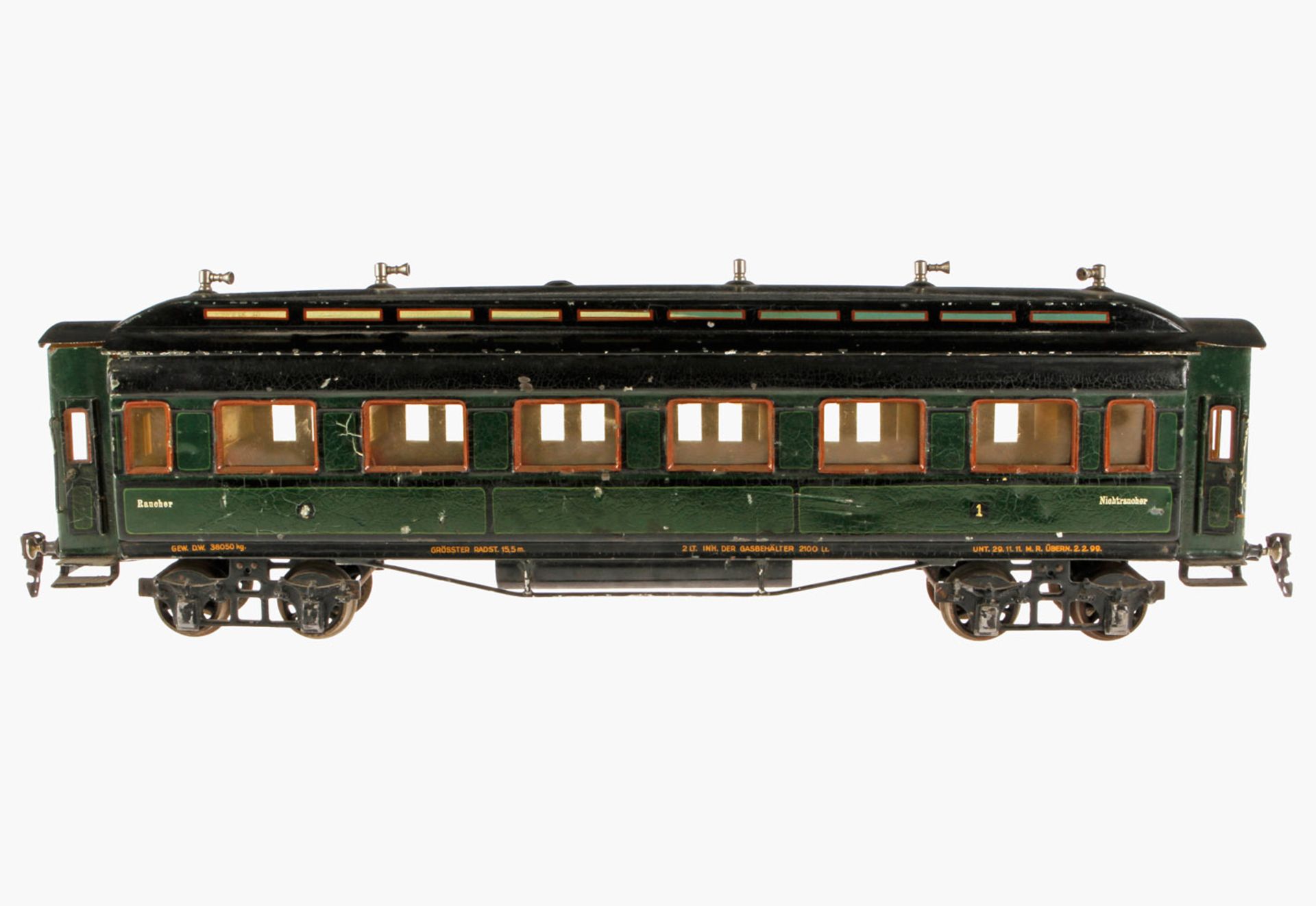 Märklin Personenwagen 1945 G, S 1, uralt, HL, mit Inneneinrichtung, 4 AT, 4A Gussräder, 6