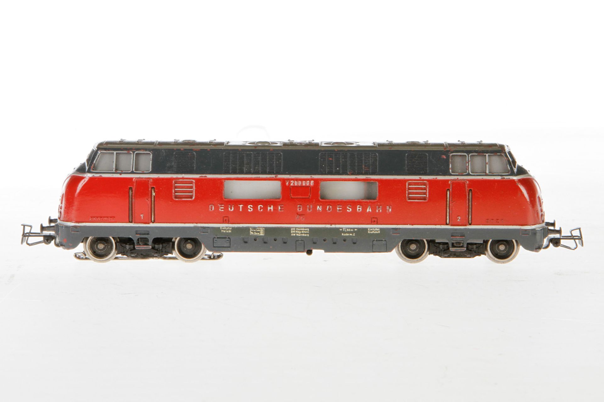 Märklin DB Diesellok V 200 006, Nr. 3021, S H0, Guss, rot/blaugrau, min. Lackschäden, leichte