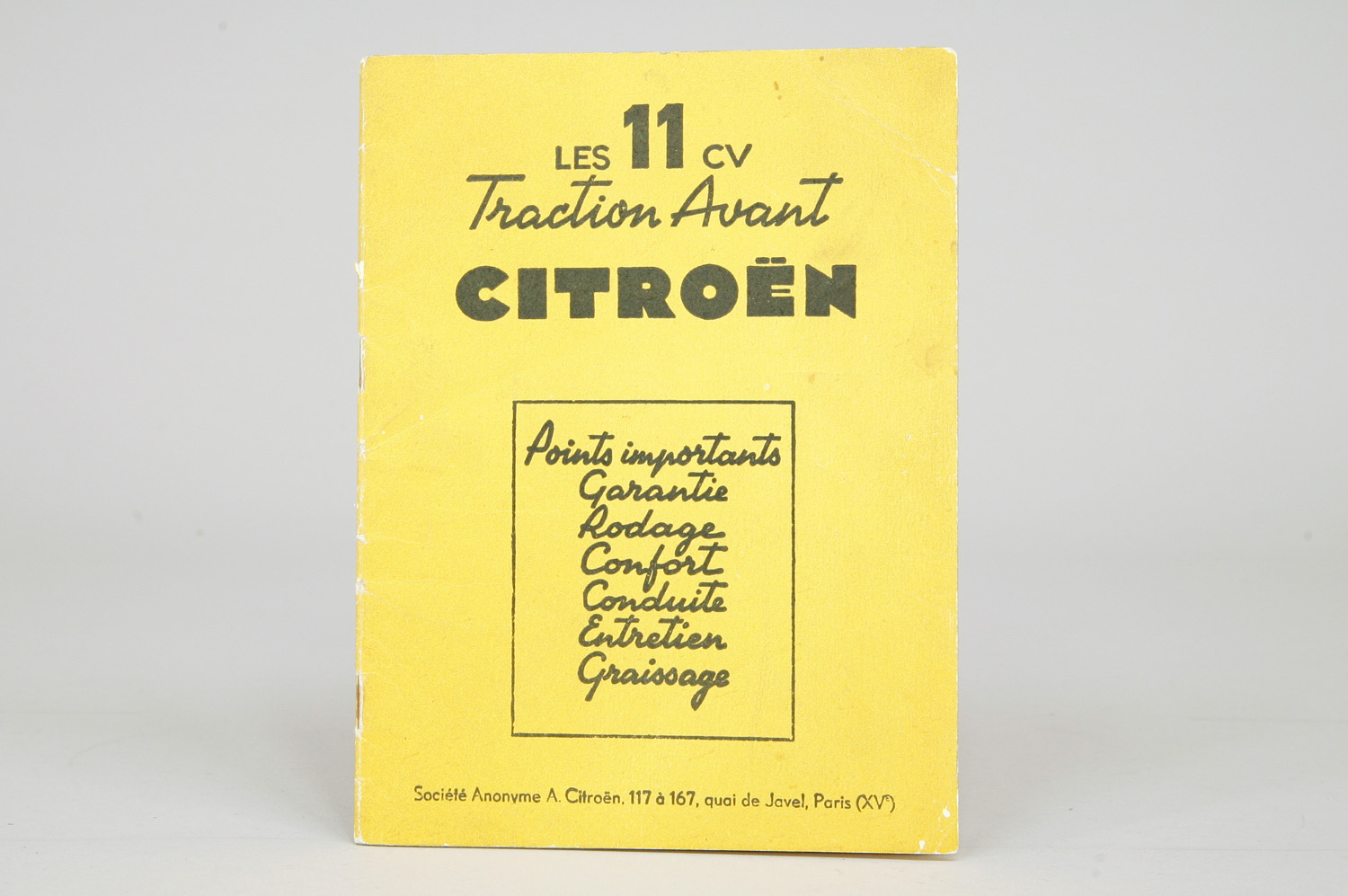 Franz. Betriebsanweisung "Citroen 11CV" @ 1953, Gebrauchsspuren