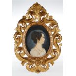 Aquarell Porträt "Sophie Marie Magdalena von Volckamer", 1793-1856, um 1810, vergoldeter