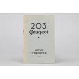 Betriebsanleitung "Peugeot 203", 16me Edition, französisch, 44 Seiten