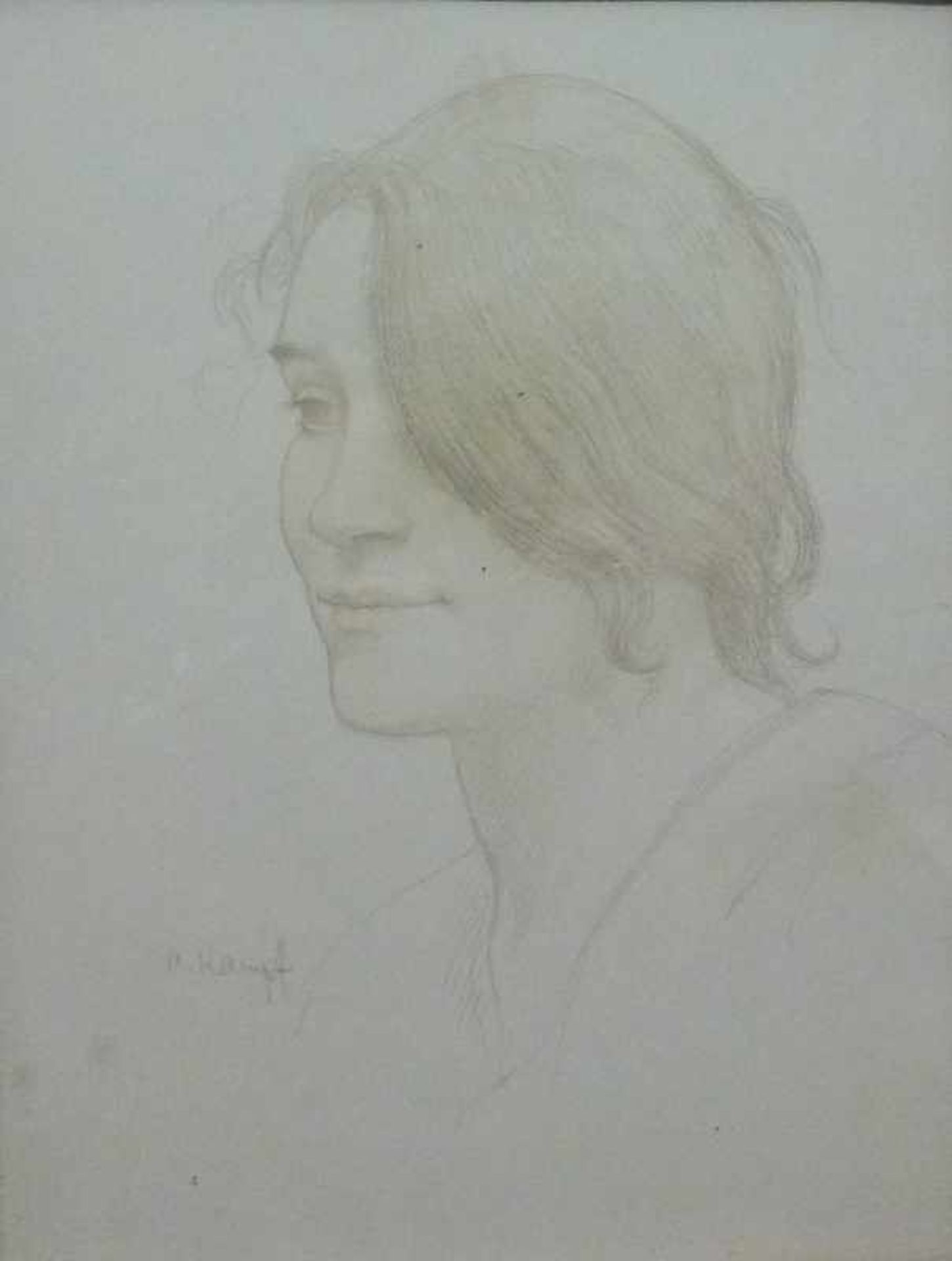 Portrait, Arthur Kampf (1864-1950) Bleistiftzeichnung, sign., Brustbild einer nach linksgewandten