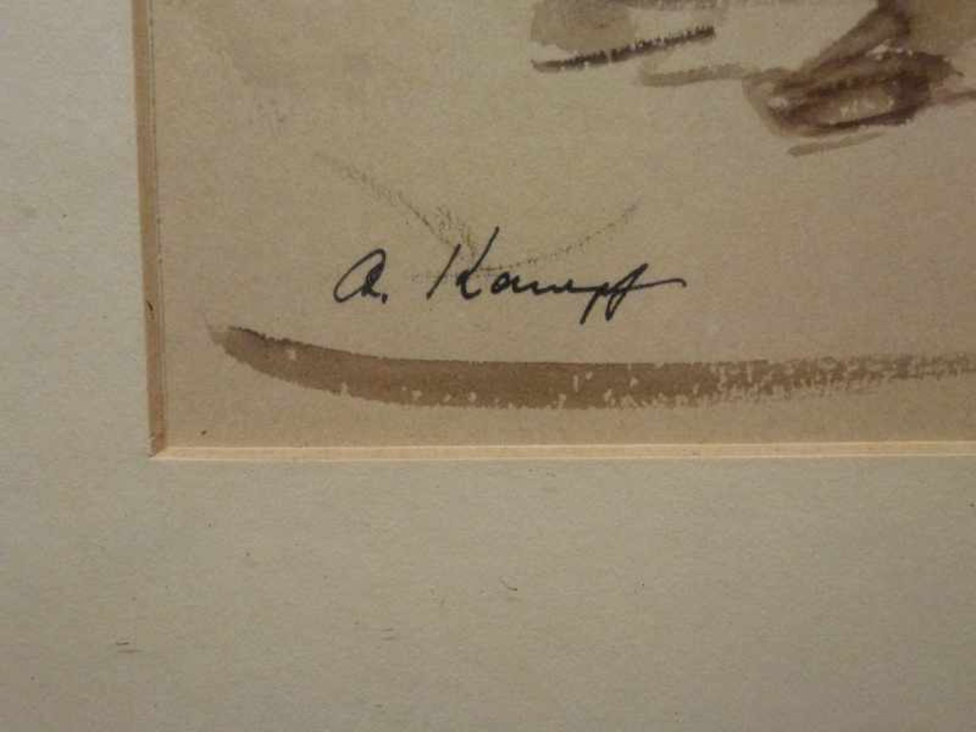 Ehepaar, Arthur Kampf (1864-1950) Tuschpinselzeichnung, sign., im Raum eingehakt stehendesEhepaar, - Image 3 of 3