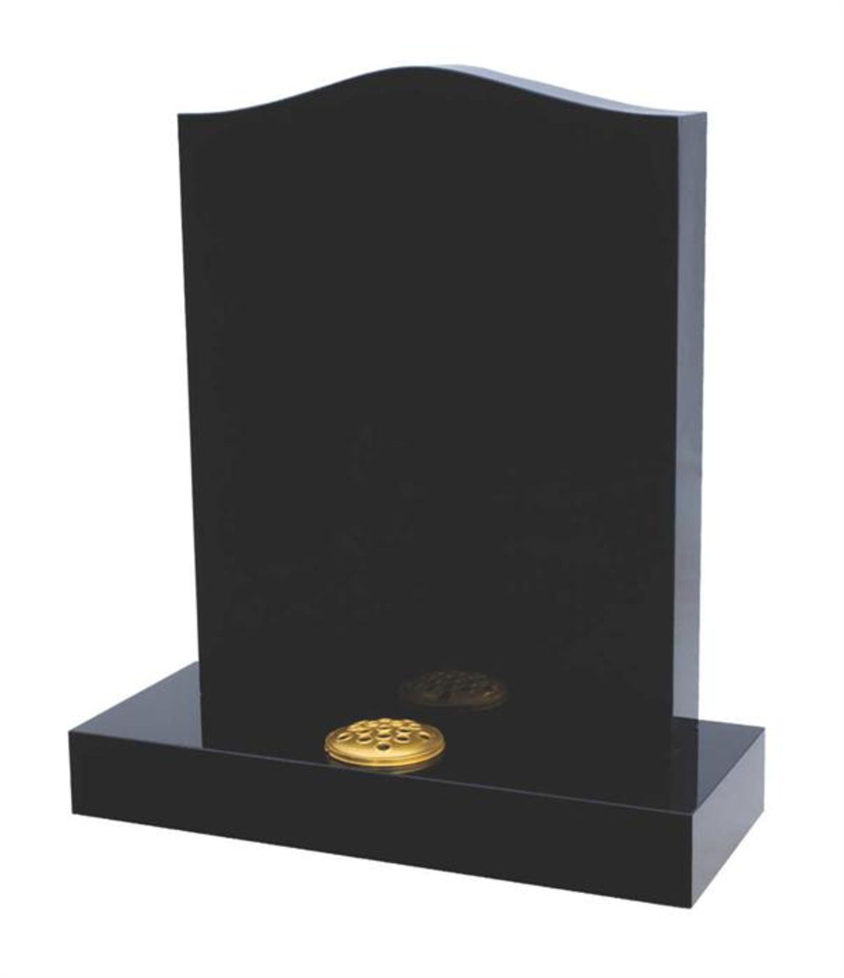 REGAL BLACK GRANITE HEADSTONE AND BASE RRP £300