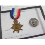 1915 Star to 17633 Pte W Richer Suffolk Regt, with a Silver War Badge No 159706. Awarded for G.S.