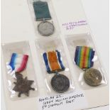 1915 Star Trio to 22 Sjt W Ambrose Suffolk Regt (served with 5th Bn), with an EDVII Volunteer
