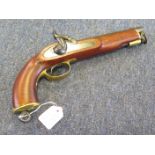 A Model of a 19th century 'Lancer' pistol. Brass mounted woodstock. Good condition.