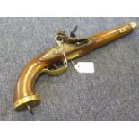 A Flintlock Belgian pistol for Sea Service. Ring neck cock, barrel 9". Crisp action on 1st & 2nd