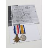 1915 Star and BWM named to 20471 Pte R Humphreys Essex Regt. VF (2)