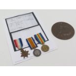 1915 Star Trio and Death Plaque (Star named 15524 Pte J H Morris Surr Yeo), (BWM & Victory named