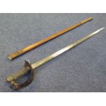 A Pattern 1858 Naval Cutlass. Blade 26" with rounded tip. Ricasso dated 12/78 & 'WD'. Steel bowl (