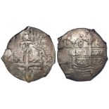 Peru, Spanish Colonial silver 8 Reales 1690 L R, KM# 24, toned nVF in terms of wear but much
