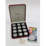 Gibraltar Silver Proof twelve coin set 1993 "Ships of WWII" All Crown size aFDC - FDC in a plush red