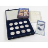 Marshall Islands $50 1995 "Legendary Aircraft of WWII" silver proof 24 coin set , aFDC - FDC (some
