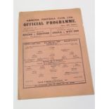 Arsenal v Wolverhampton W F/L South, 29th Dec 1945. Single sheet