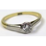 18ct Solitaire Diamond Ring approx 0.25 ct size N weight 2.0 grams