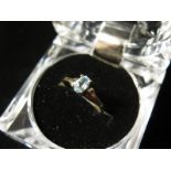 9ct Gold Ring set with Oval Aquamarine size K weight 1.1 grams