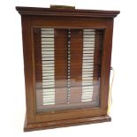 Antique Victorian? mahogany microscopic slides case, c.15'' x c.12 1/2''x c.18 1/2'' high, glass