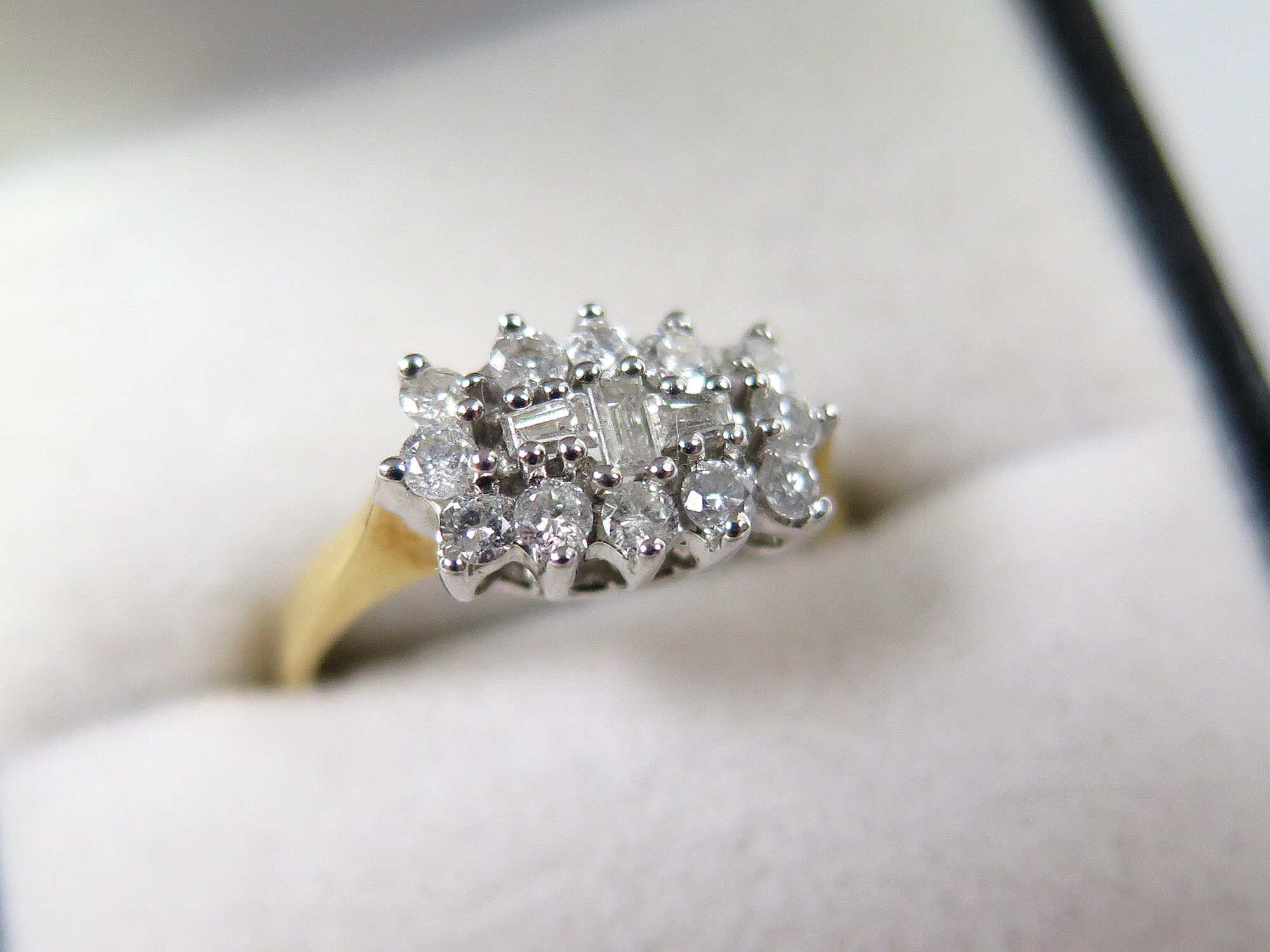 18ct Gold Ring set with 3 rows of Diamonds approx. 0.50 carat weight size L weight 3.8 grams