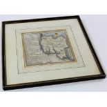 Detailed hand coloured map of Essex by W.H Toms 1741 presented framed. Complete with gazeteer to the