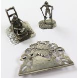 Two silver miniatures (possibly Dutch) - the woman cooking marked 925 G (Sterling G) and the man
