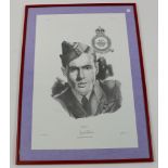 Limited edition signed print of RAF Group Captain Leonard Cheshire, signed by the artist, limited