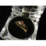 14ct Gold Ring with Amethyst in rub over setting size O weight 4.2 grams