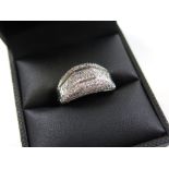 18ct White Gold Ring with 4 rows of Diamonds approx 0.90 carat weight size L weight 5.8 grams