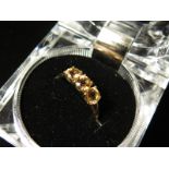 9ct Gold 3 stone Citrine Ring size R weight 2.0 grams