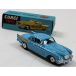 Corgi No.211 Studebaker Golden Hawk Blue with Gold fins, very good but scuffed roof in good early