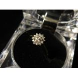 9ct Gold CZ Cluster Ring size O weight 1.3 grams