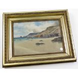 F. Milner, framed oil painting of coastal scene, signed, l.r., visible picture size H.23.5cm x W.