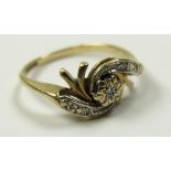 9ct Gold Diamond set Ring size P weight 2.6 grams